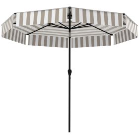 Outsunny 8.6FT Patio Umbrella, UPF 30+ Outdoor Market Umbrella, 2-Tier Vented Patio Table Umbrella with Crank 8 Ribs
