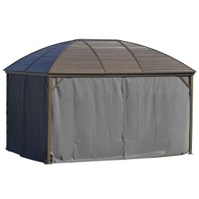 Outsunny 10x13 Gray Hardtop Gazebo with Steel Roof Curtains Netting Pavilion Ceiling Hook for Patio Garden