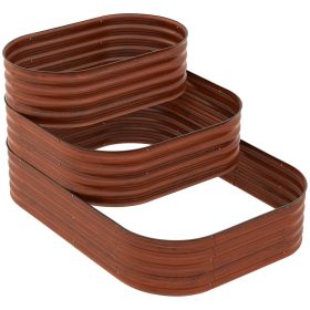 Outsunny Raised Garden Bed, 3-Tier, Open Bottom, Ideal for Vegetables, Herbs, and Flowers, Brown, 62.25x43x32.25