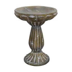 18.1" H Bird Bath for Garden - Concrete Construction Bird Baths for Outdoors, Large Size Vintage Pedestal Birdbath for Patio, Yard, Lawn