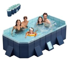 Foldable Non-Inflatable Kids' and Adults' Outdoor Swimming Pool - Hard Plastic Shell, Kid Pool for Backyard Dog Pools (82.67" x 53.93" x 19.68")