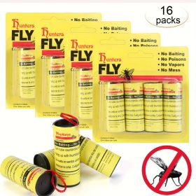 16 Pack Indoor And Outdoor Fly Traps, Sticky Fly Paper Strips, Fruit Fly Strips, Fly Tape, Fruit Fly Gnat Traps, Household Indoor Fly Traps, Doub (Option: 16PCS)