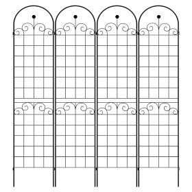 4 Pack Metal Garden Trellis For Climbing Plants Outdoor Netting Trellis (Color: black)