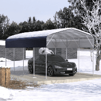 Metal Carport 11x19 FT Heavy Duty With Galvanized Steel Roof (Option: Gray)