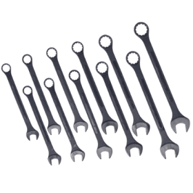 Jumbo Combination Wrench Set Extra Large, Metric, 11-piece, 34 To 50mm,Black Oxide, With Pouch (Color: black)