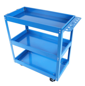 Tool Cart, 3 Tier Rolling Mechanical Tool Cart, Heavy Steel Multi-purpose Cart (Color: Blue)