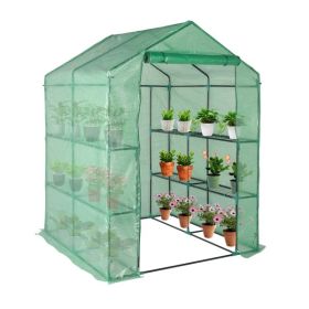143x143x195cm PE Fabric Flower Room, Black Iron Pipe, Pointed Top, With 8 Mesh Flower Racks, Zipper Roll Door (Option: Green black)