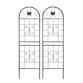 Metal Garden Trellis, 2 Pack Metal Trellis For Climbing Plants, Indoor Outdoor Plant Trellis For Potted Plants, House Plants, Climbing Vines, Flo (Color: black)