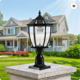 20  Black Solar Powered LED Outdoor Lantern, Vintage Garden Light With Elegant Glass Design For Pathways, Yards, And Patios 1-Pack (Color: black)