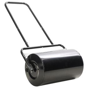 20-Inch Push Tow Behind Lawn Roller Filled With 10 Gal Water Or Sand For Flattening Sod In The Garden, Black (Color: black)