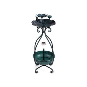 Outdoor Bird Bath Feeder with Flower Planter Pedestal and Solar Lights (type: bird supplies, Color: Bronze)
