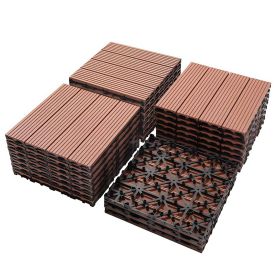 Wood Plastic Composite Deck Tiles Set of 20, Sustainable Composite Decking Resist Rust, Water, Weather, Easy to DIY & Maintain, Ideal for Patios (Color: Mahogany)