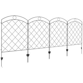 Outsunny Garden Fence, 4 Pack Steel Fence Panels, 11.4' L x 43" H, Rust-Resistant Animal Barrier Decorative Border Flower Edging for Yard, Landsc (Color: as Pic)