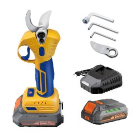 Electric Pruning Scissors - With 2,6000RPM Brushless Motor, SK5 Steel Blade - 0.98 Inch Cutting Diameter, 2 X 20V 2.0Ah Batteries And Chc Charger (Color: YELLOW)