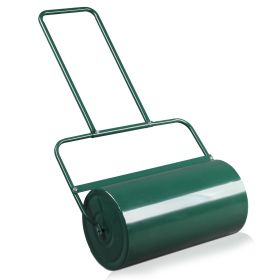 24 Inch Green Iron Lawn Roller Cylindrical Garden (Color: Green)